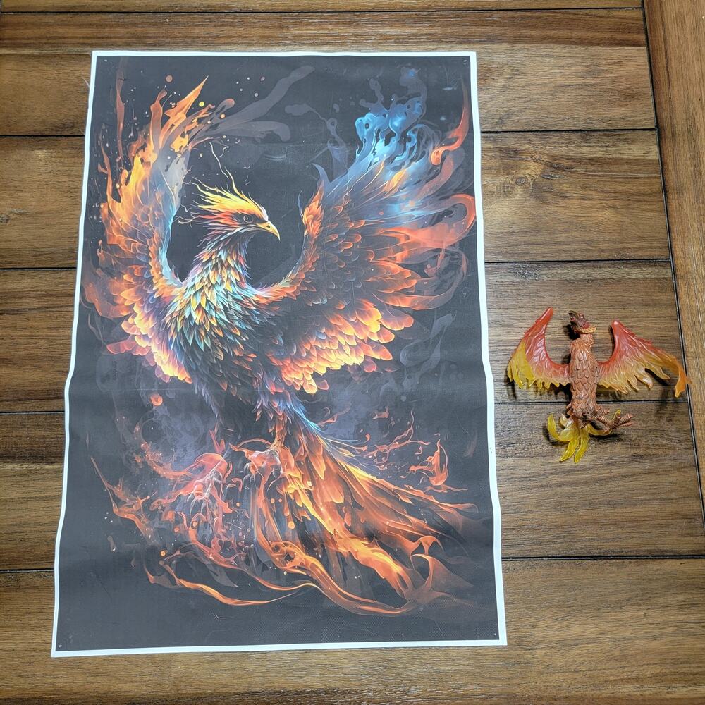 Set of 2 Phoenix Collection: Poster on Canvas and Plastic Figure
